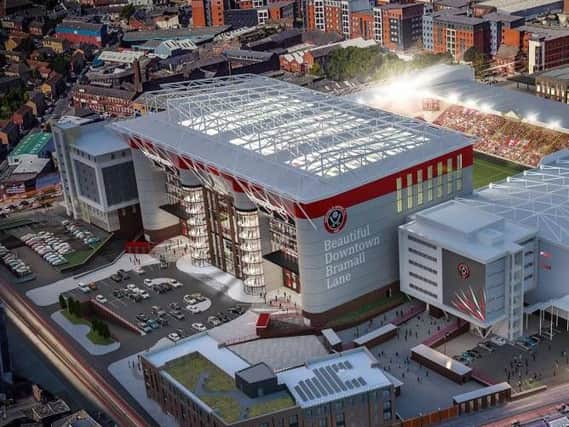 How the expanded South Stand would look (pic: Sheffield United/Whittam Cox Architects)