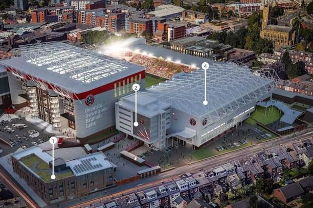 How Bramall Lane could look if all the proposed developments to the ground are completed (pic: Sheffield United/Whittam Cox Architects)