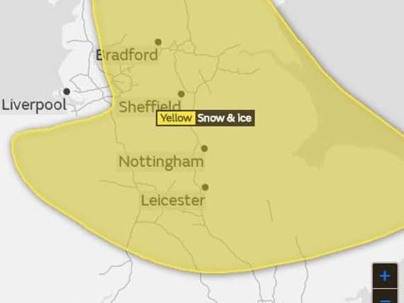 A weather warning for snow and ice has been issued for Sunday, January 21.