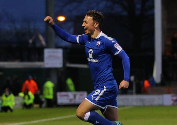 Picture by Gareth Williams/AHPIX.com; Football; Sky Bet League Two; Yeovil Town v Chesterfield FC; 20/01/2018 KO 15.00; Huish Park; copyright picture; Howard Roe/AHPIX.com; Krystian Dennis celebrates his vital winner for Chesterfield at Yeovil