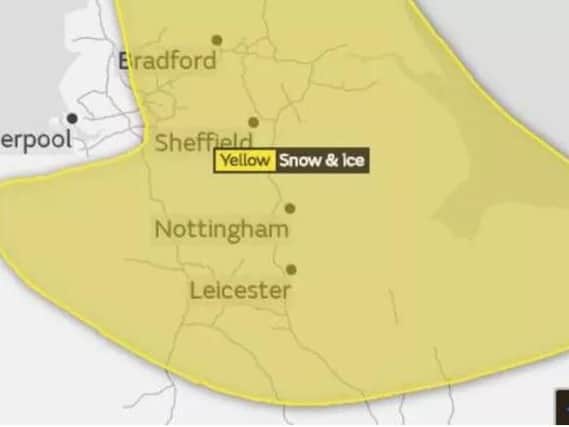 A yellow weather warning has been issued for Sheffield