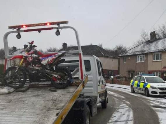 This bike was seized by police officers in Grimethorpe, Barnsley