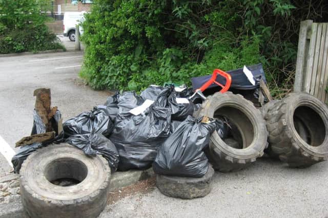 Fly-tipped rubbish and litter collected on a previous Sheffield Litter Pickers event in the Norfolk Park area.