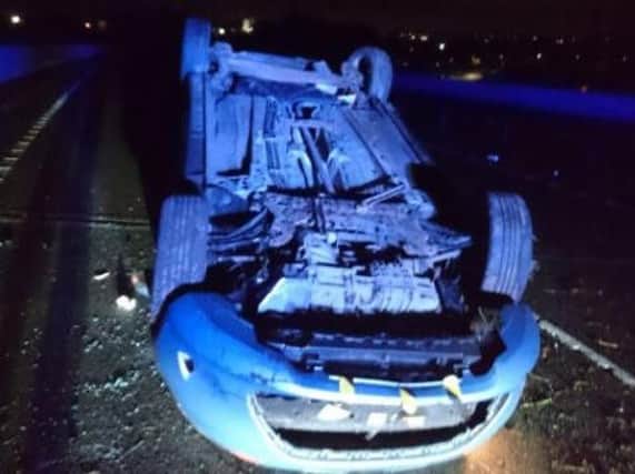 A car overturned on the Dronfield Bypass last night