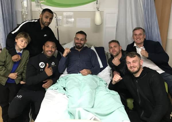 Lee Noble and boxing well wishers, including Kell Brook, Kid Galahad and Billy Joe Saunders