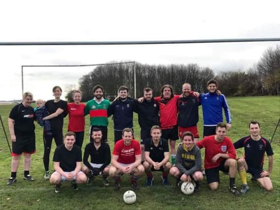 Members of the Sheffield GAA gaelic football team at one of the group's training sessions.