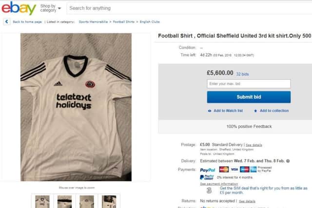 The shirt has so far attracted 32 'bids' on eBay