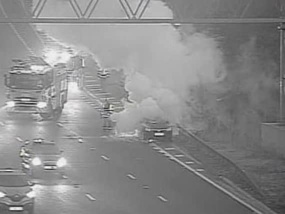 Motorists are facing delays following a fire on the M1 this morning