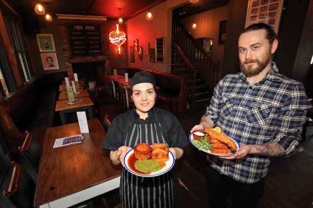 Food review at the Riverside, Kelham Island. Pictured are Sandra Ferreira and Danny Swan. Picture: Chris Etchells