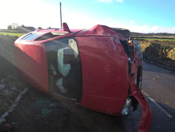 Remarkably, police said none of the occupants of this car were injured (photo: South Yorkshire Police)