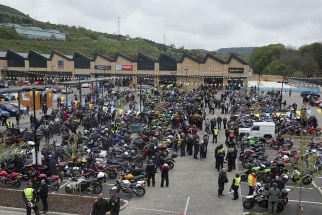 Riders at Sam's funeral.