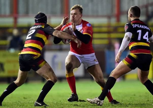 Eagles' Ben Blackmore goes on the attack against Dewsbury