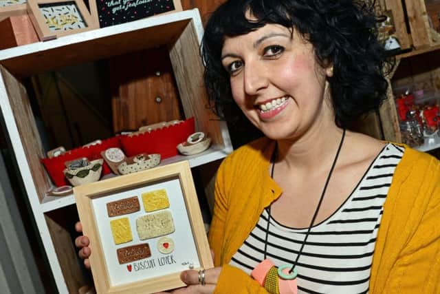Natalie Roberts, of Upsydaisy Craft,  pictured at this years Pop-up Valentines shop in the Winter Gardens. Picture: Marie Caley NSST Valentines Pop-up MC 3