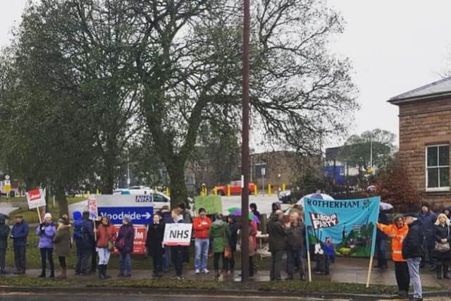 Demonstrators outside Rotherham Hospital. Picture: @RothLabourWomen