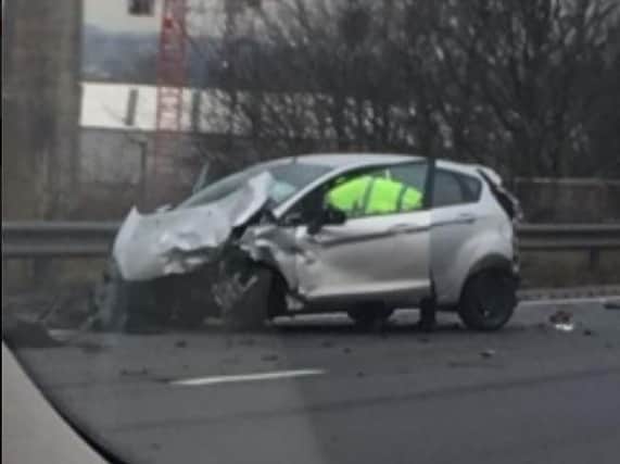 A car and lorry were involved in a collision on the M1 in South Yorkshire this morning