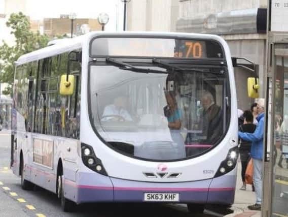Vandals targeted buses on a road in Sheffield last night