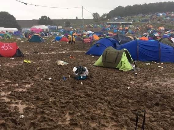 Tents in the mudbath at the Y Not festival which was cancelled last year