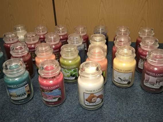 The allegedly stolen candles.