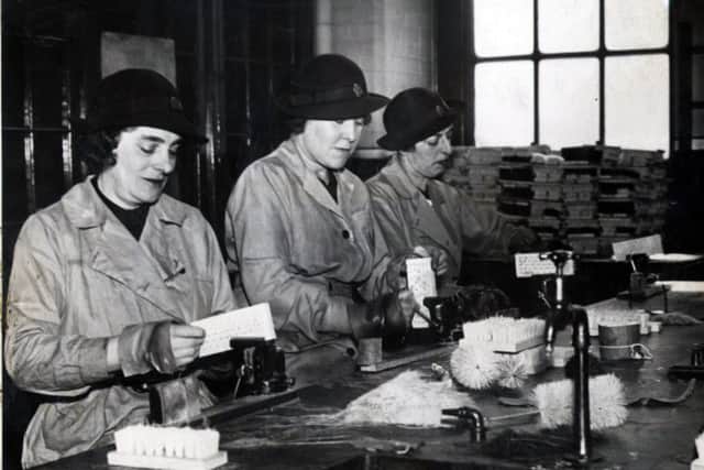 88blitz. 88: WVS members busy making brushes for use in the works around Sheffield.