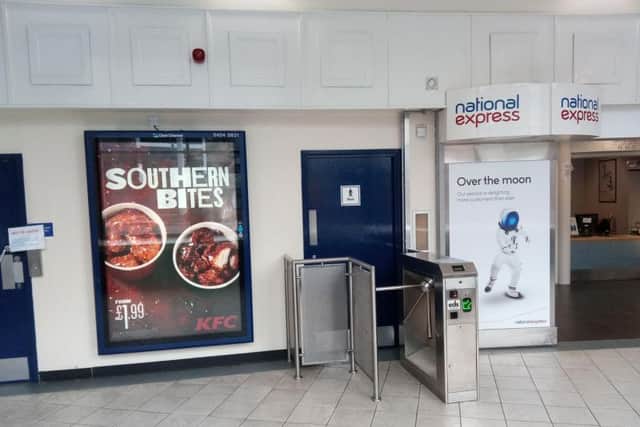 The toilet barriers at Sheffield Interchange.
