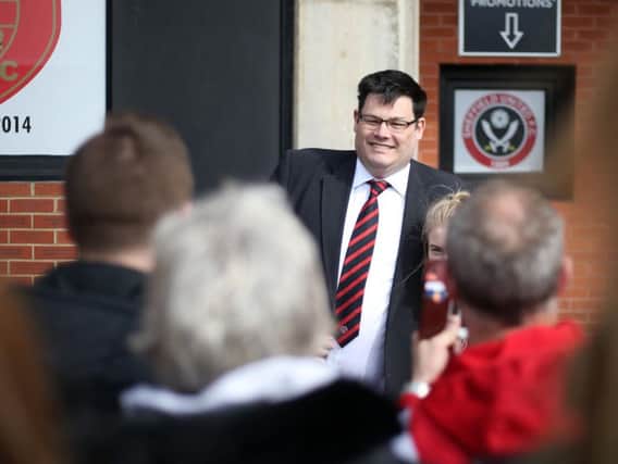 Sheffield United's celebrity from The Chase Mark Labbett during the League One match at Bramall Lane - Pic David Klein/Sportimage