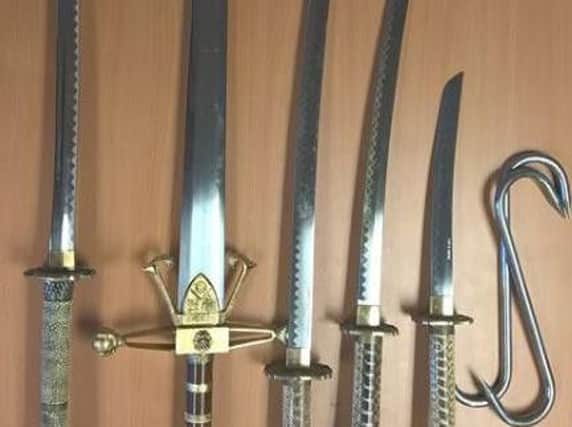 Police officers seized this 'potentially dangerous' collection of knives from a property in Sheffield, after they received a tip-off from Sheffield City Council.