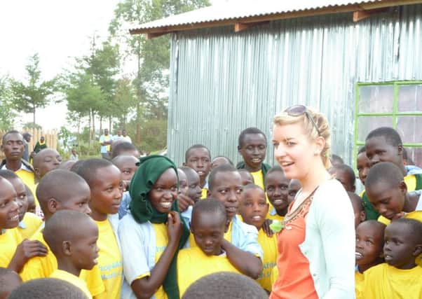 Becky Lyne  at the opening of the first Shoe4Africa Primary School