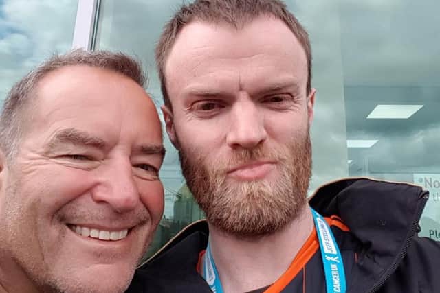 Mike with Jeff Stelling during last year's walk