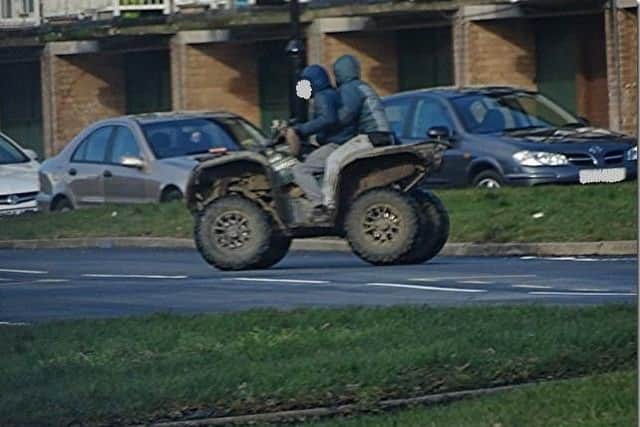 These quad bikers were spotted 'tearing around' Gleadless Valley on Sunday. It is not known whether they were connected to the damage caused the previous day