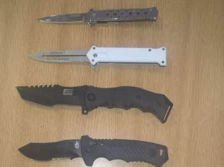 These knives were among seven seized from a house in Scawsby, Doncaster