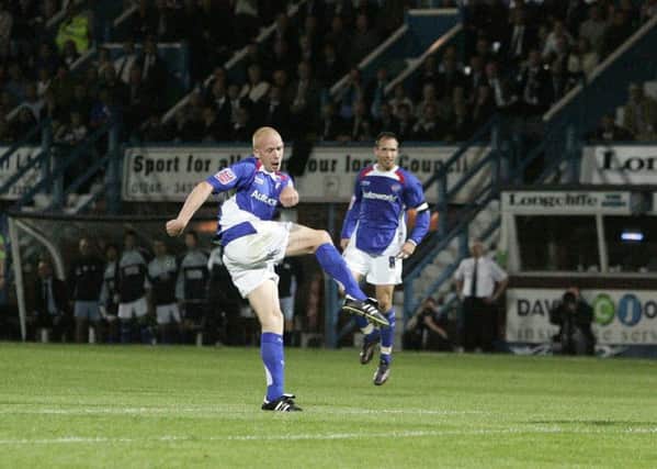 Chesterfield vs Manchester City, 
2nd round Carling cup.
Chesterfield,s Derek Niven, left scores the 2nd and match winning goal