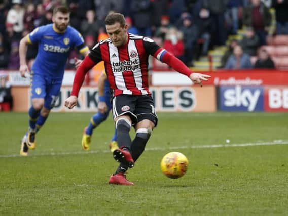 Billy Sharp scores his second goal of the game from the penalty spot