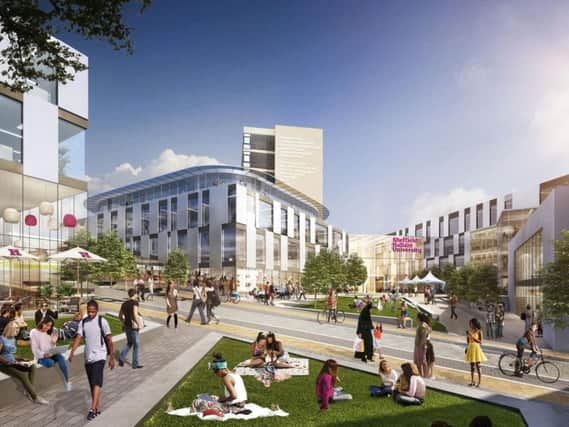 A view of the new university green proposed as part of Sheffield Hallam University's 15-year campus masterplan. Picture: SHU