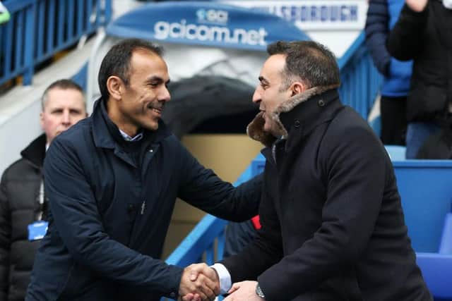 Sheffield Wednesday manager Jos Luhukay with Swansea's former Owls boss Carlos Carvalhal. Picture: SportImage
