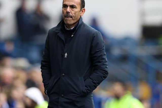 Jos Luhukay patrols the sidelines during Sheffield Wednesday's 0-0 draw with Swansea City