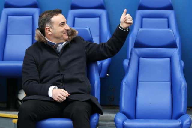 A thumbs-up from Sheffield Wednesday boss Carlos Carvalhal on his return to Hillsborough. Pic: SportImage