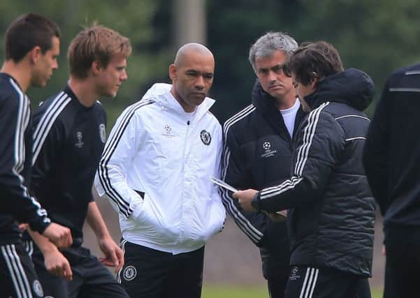 Jose Morais, in white, with Jose Mourinho in their Chelsea days