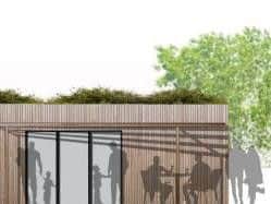 The caf will be built from recycled shipping containers and have a grass roof (credit: Urbo)