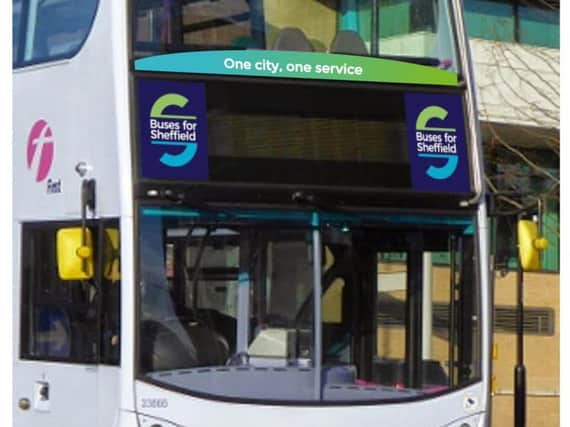 A First bus with the new Buses for Sheffield logo