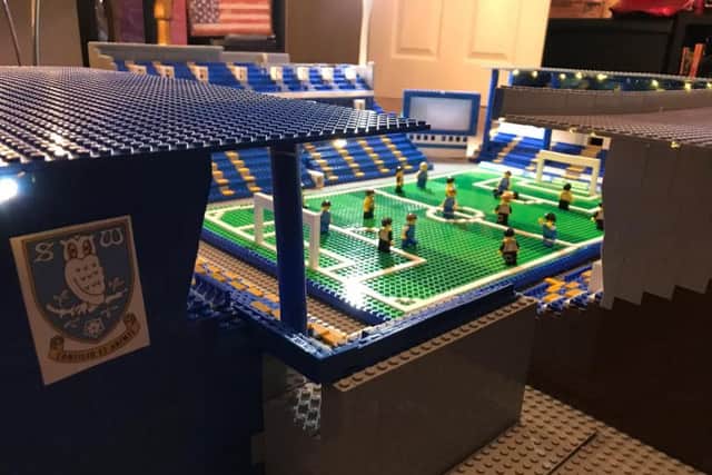 Lego Hillsborough as seen between the kop and the north stand.