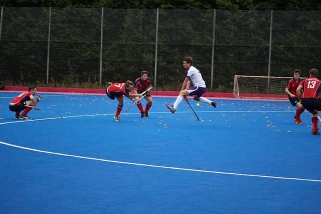 Will Hearne shoots towards goal in University of Nottingham 1, Hallam University 1