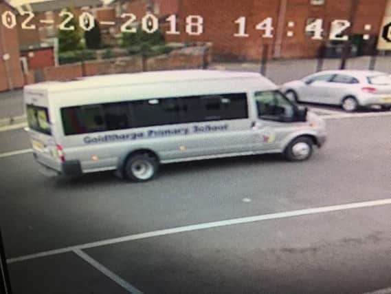 A CCTV image of the minibus being driven away (Photo: Goldthorpe Primary School).