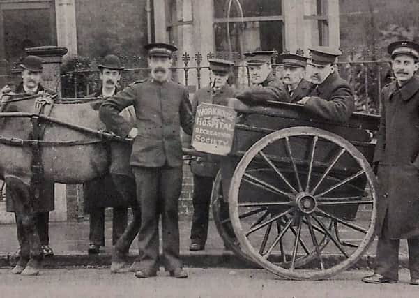 Unknown Salvation Army soldiers in the 1900s outside the minister's home in Broomfield Street