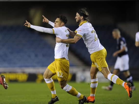 Joey Pelupessy celebrates his first owls goal with George Boyd