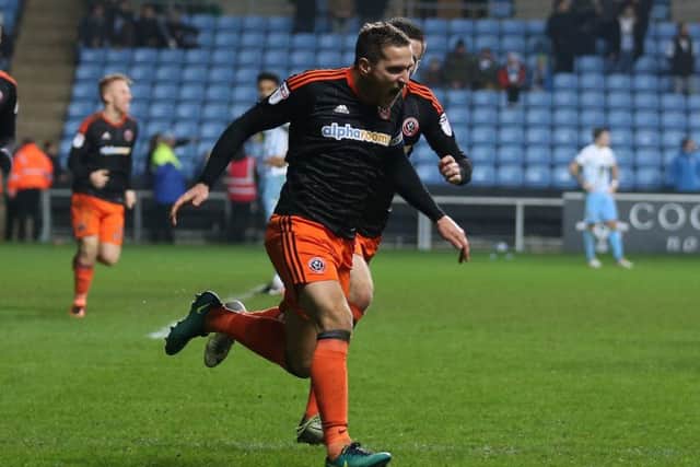 Billy Sharp celebrates his winning goal at Coventry City 14 months ago: Simon Bellis/Sportimage