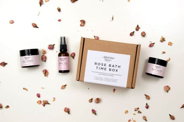 Rose Bath Time Box from Nathalie Bond, an independent brand based in Sheffield specialising in natural skin care.