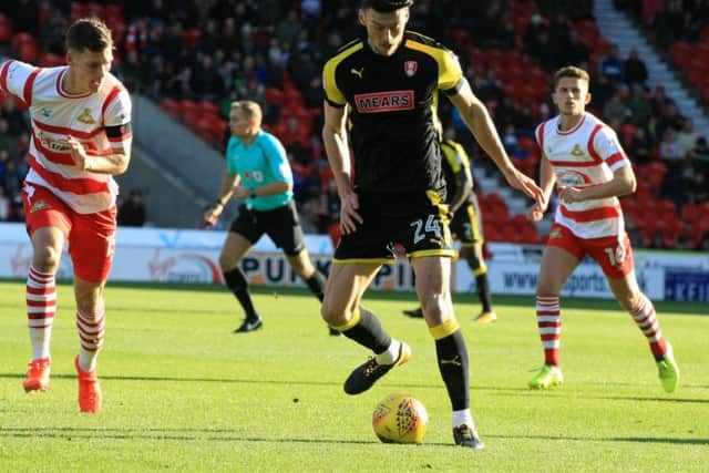 Former Rotherham United loanee Kieffer Moore scored a late equaliser in the return fixture at the Keepmoat Stadium in November.