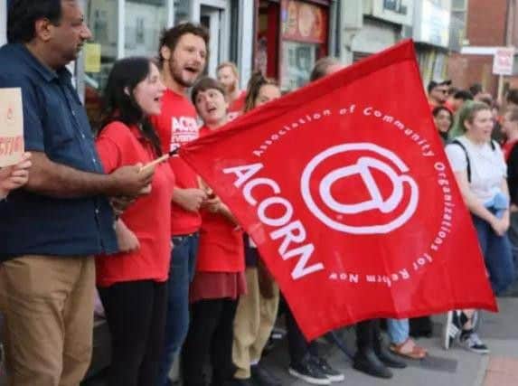 Campaigners from Acorn protesting last summer against what they claimed was the 'illegal' eviction of a family living on Abbeydale Road