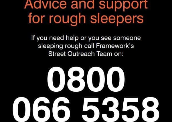 The number to call if you are worried about someone sleeping rough in Sheffield.