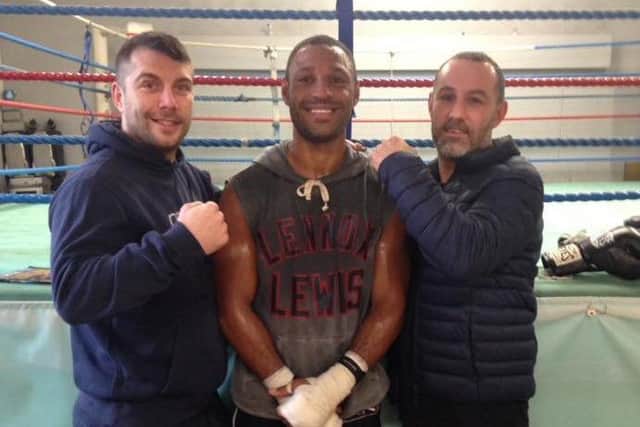 Kell Brook pictured last week with former gym-mates Lee  McAllister and Daniel Thorpe
